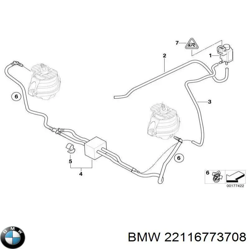 Купити 22116773708 BMW Трубка вакуумного підсилювача гальм