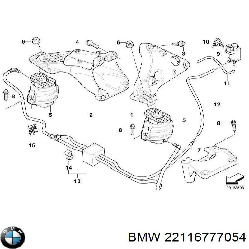 Кронштейн подушки (опори) двигуна, правої на BMW 5 (E60)