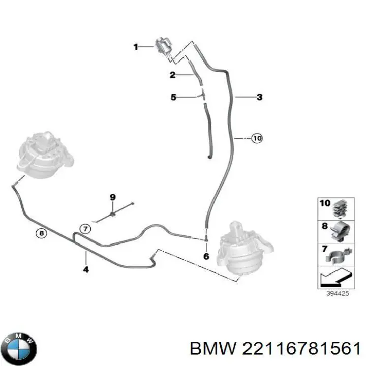 Трубопровід (гідровакуумного) підсилювача BMW 22116781561 ціна, від 46.66 USD