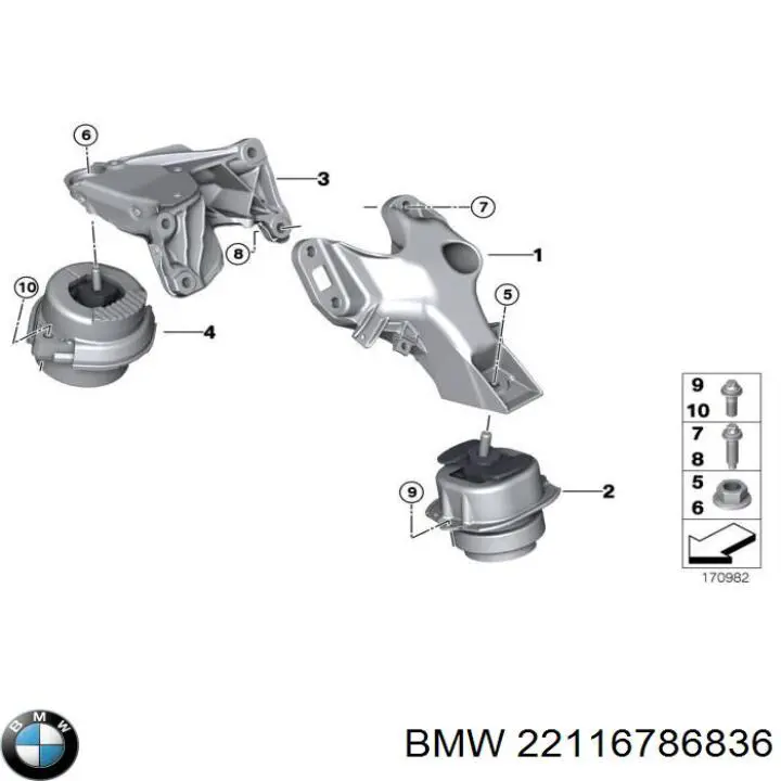 Купити 22116786836 BMW Подушка (опора) двигуна, права
