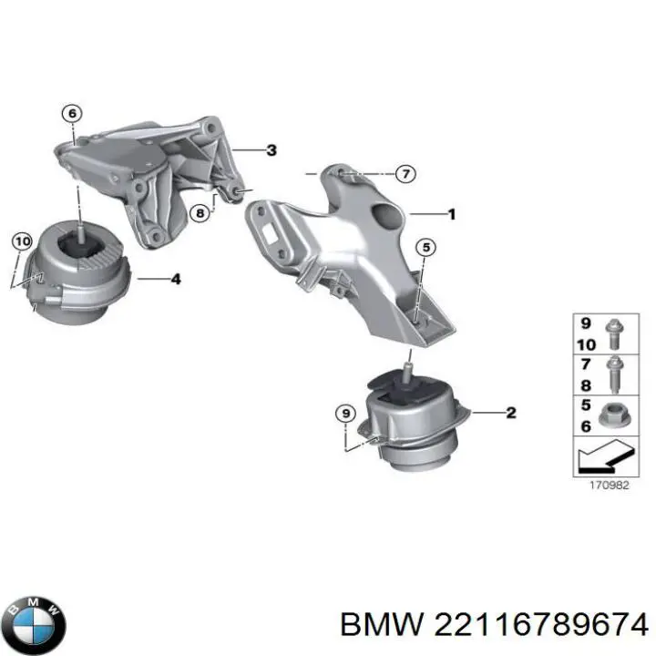6797921 BMW Кронштейн подушки (опори) двигуна, правої