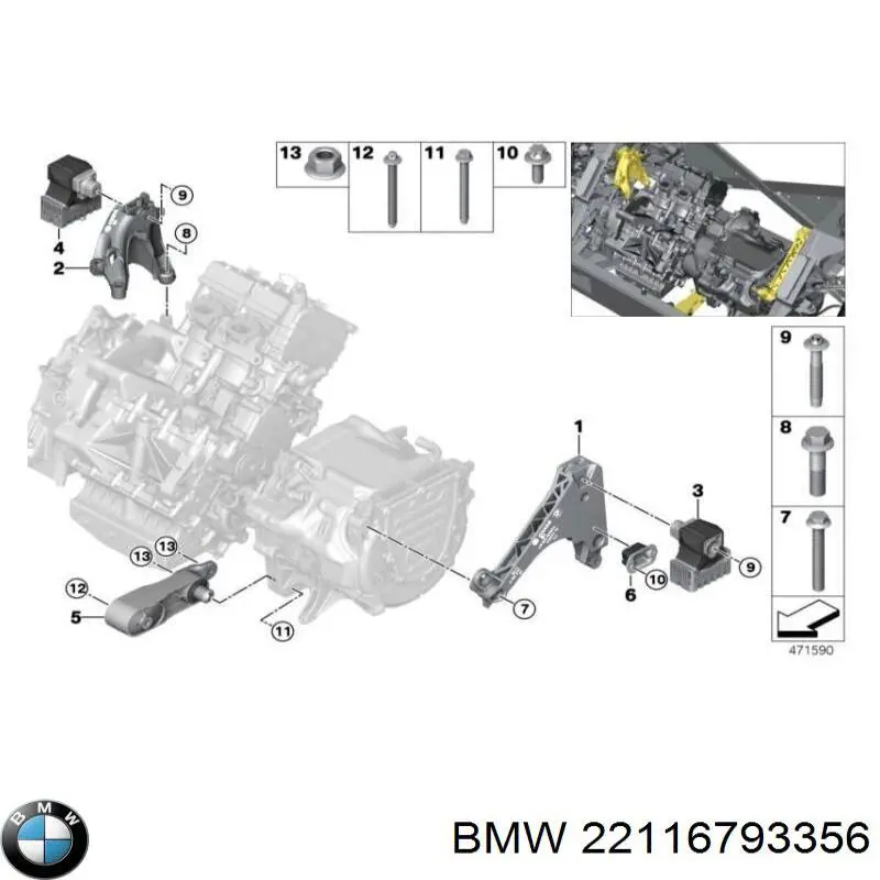 Купити 22116878940 BMW Подушка (опора) двигуна, права