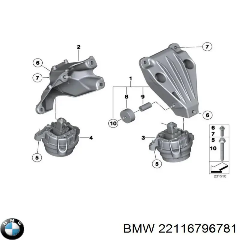 22116796781 BMW Кронштейн подушки (опори) двигуна, лівої
