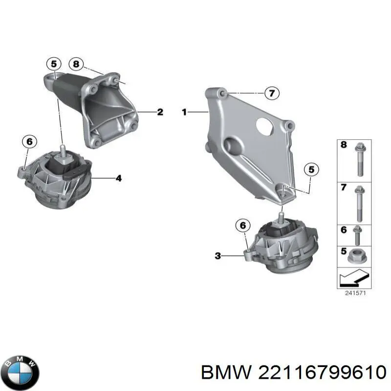 Кронштейн подушки (опори) двигуна, правої 22116799610 BMW