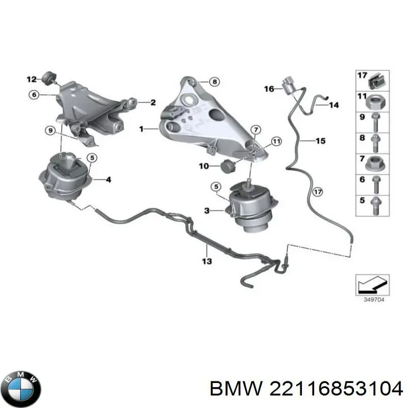 22116853104 BMW подушка (опора двигуна, права)