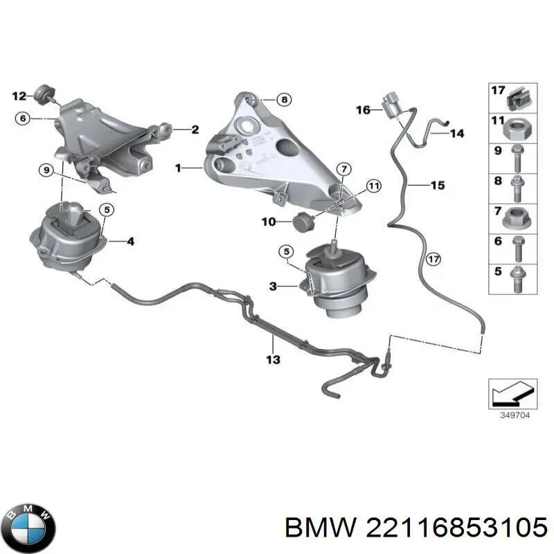 Купити 22116853105 BMW Подушка (опора) двигуна, ліва