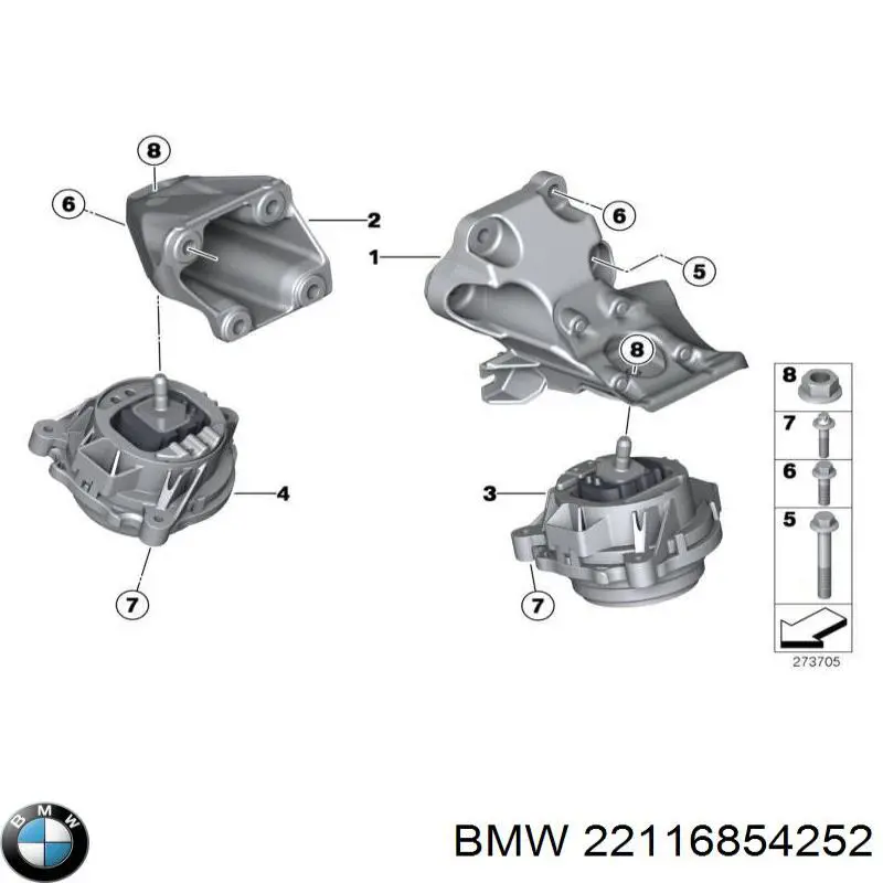 Ліва подушка двигуна BMW 22116854252 ціна, від 39.74 USD