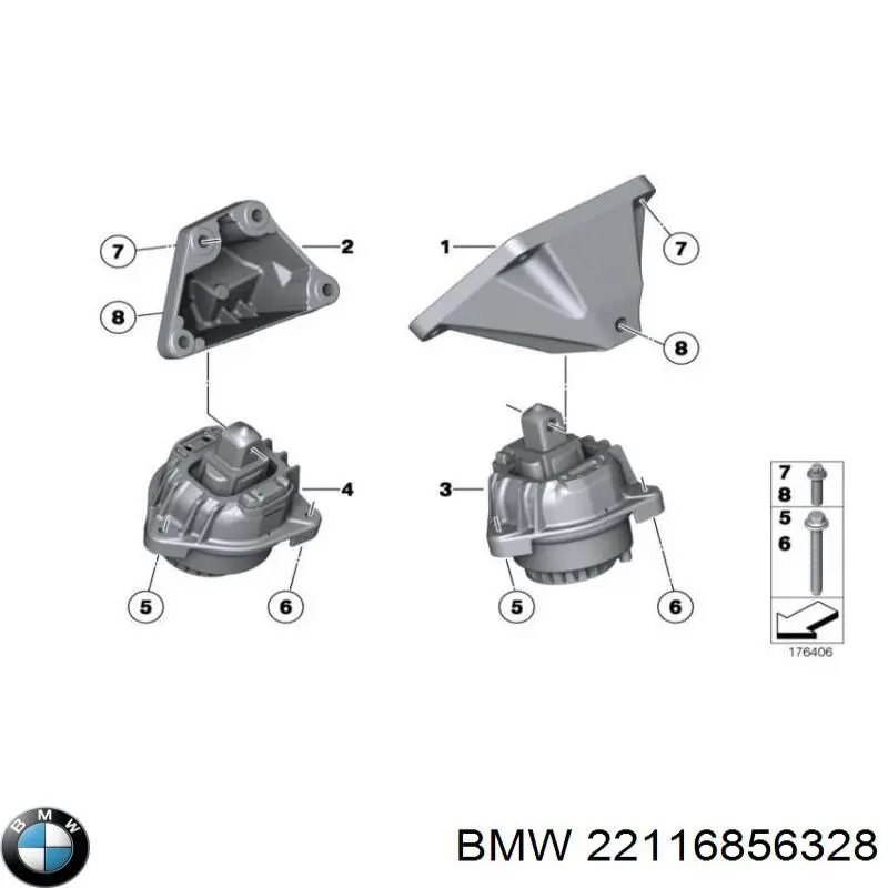 22116856328 BMW подушка (опора двигуна, права)