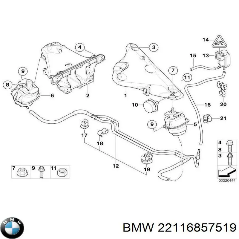 Ліва подушка двигуна BMW 22116857519 ціна, від 174.24 USD