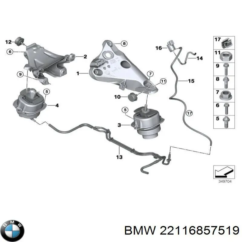 22116857519 BMW подушка (опора двигуна, ліва)