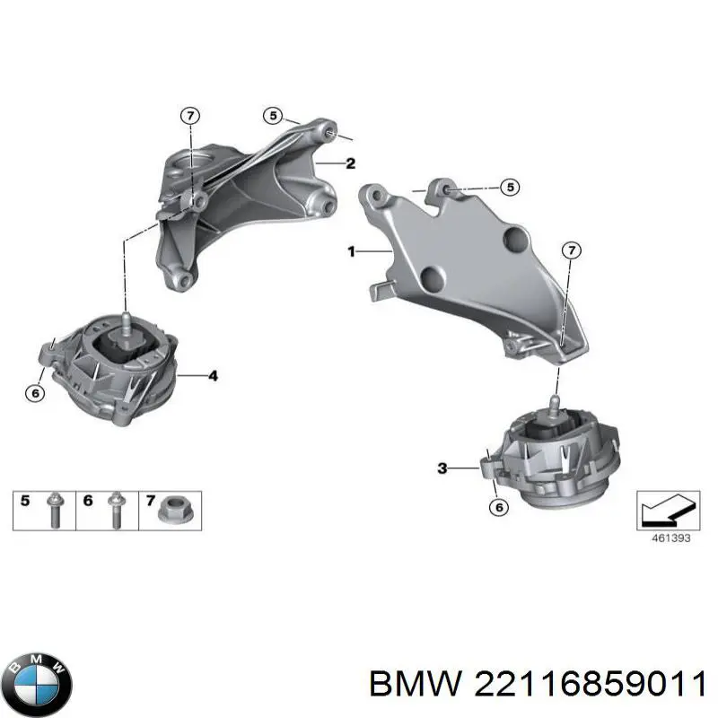 Кронштейн подушки (опори) двигуна, лівої BMW 22116859011 ціна, від 70.93 USD