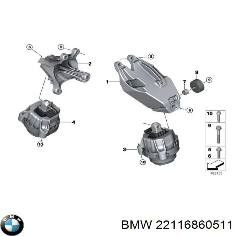 Ліва подушка двигуна BMW 22116860511 ціна, від 63.89 USD