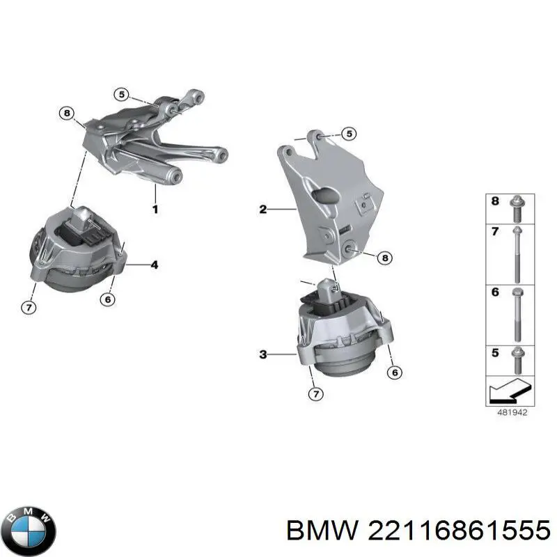 Купити 22116861555 BMW Кронштейн подушки (опори) двигуна, лівої