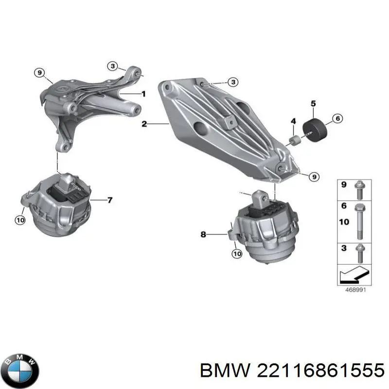 Кронштейн подушки (опори) двигуна, лівої BMW 22116861555 ціна, від 113.64 USD