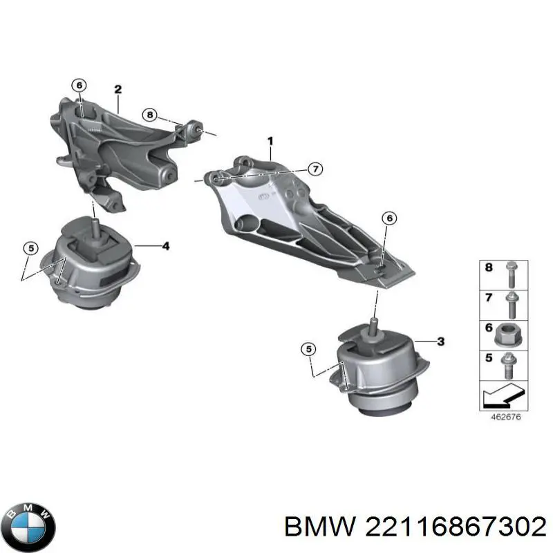 22116867302 BMW подушка (опора двигуна, права)