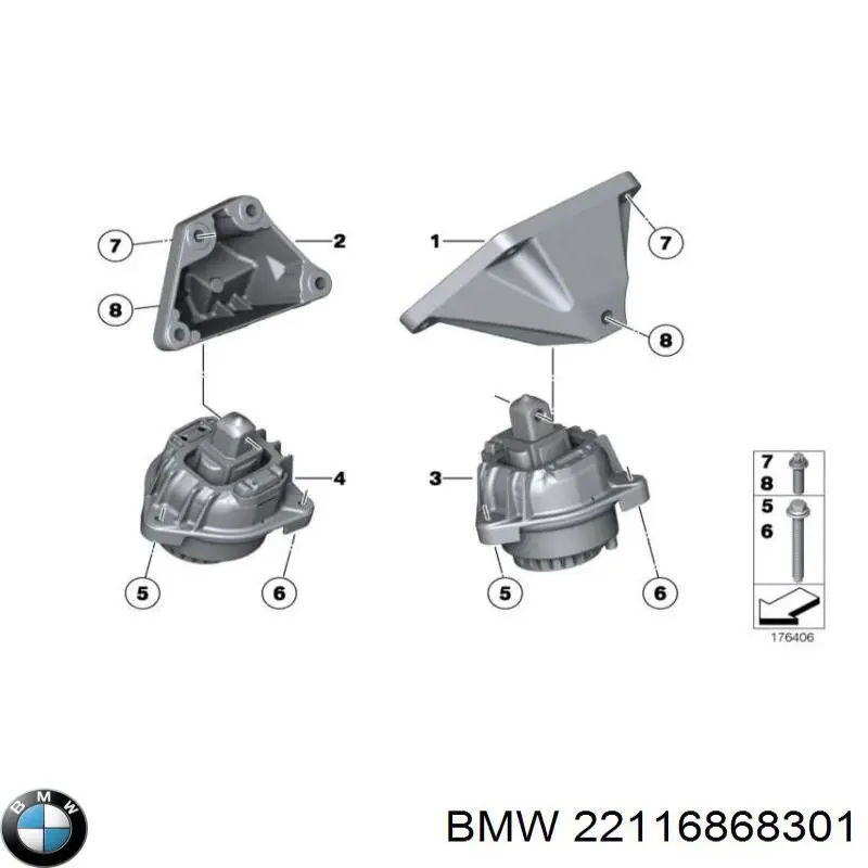 Купити 22116868301 BMW Подушка (опора) двигуна, ліва