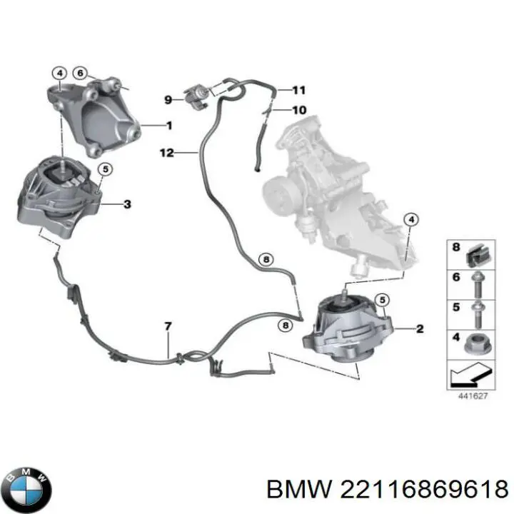 22116869618 BMW Кронштейн подушки (опори) двигуна, правої