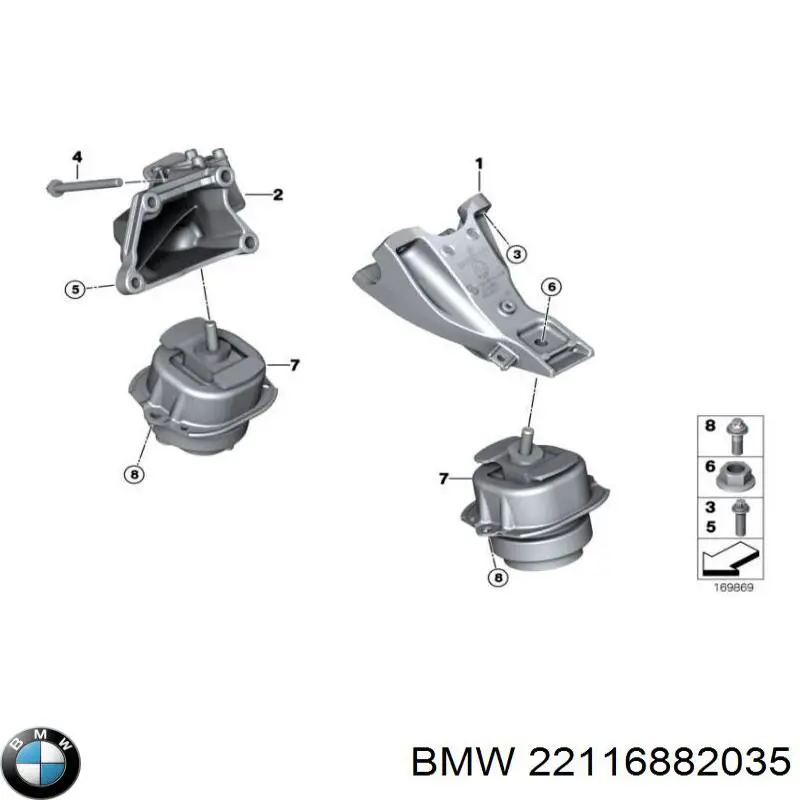 Кронштейн подушки (опори) двигуна, лівої BMW 22116852861 ціна, від 25.34 USD