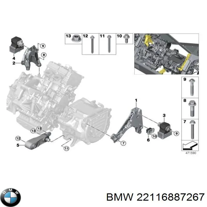 Ліва подушка двигуна BMW 22116887267 ціна, від 173.85 USD