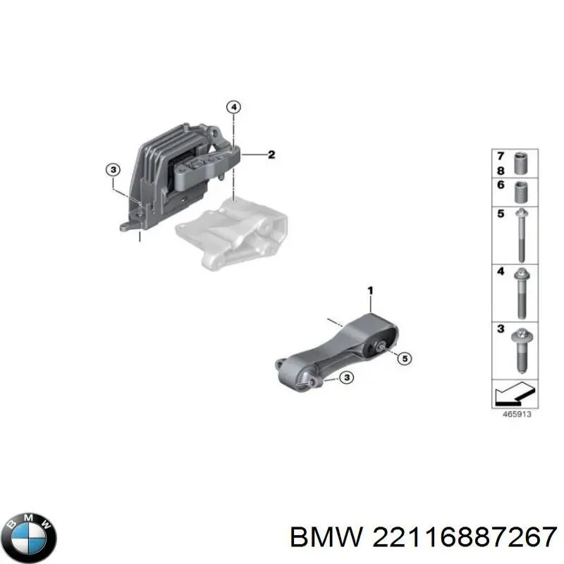 Подушка (опора) двигуна, ліва 22116887267 BMW