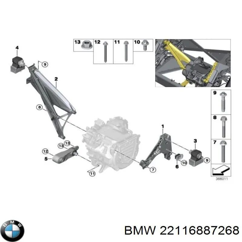 Купити 22116887268 BMW Подушка (опора) двигуна, права