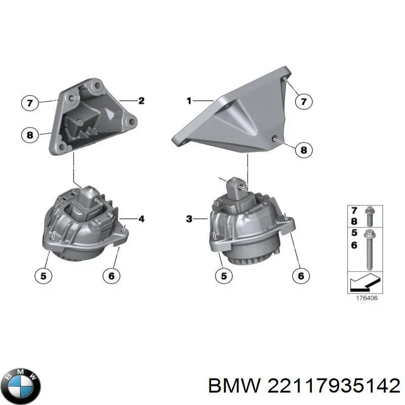 22117935142 BMW подушка (опора двигуна, права)