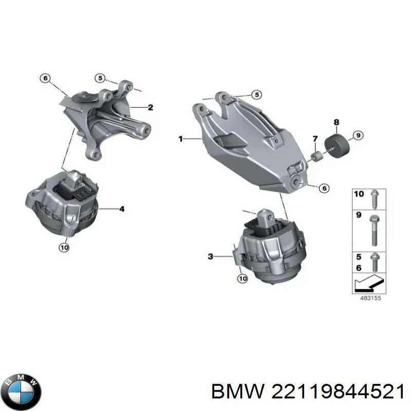 22119844521 BMW Ліва опора двигуна