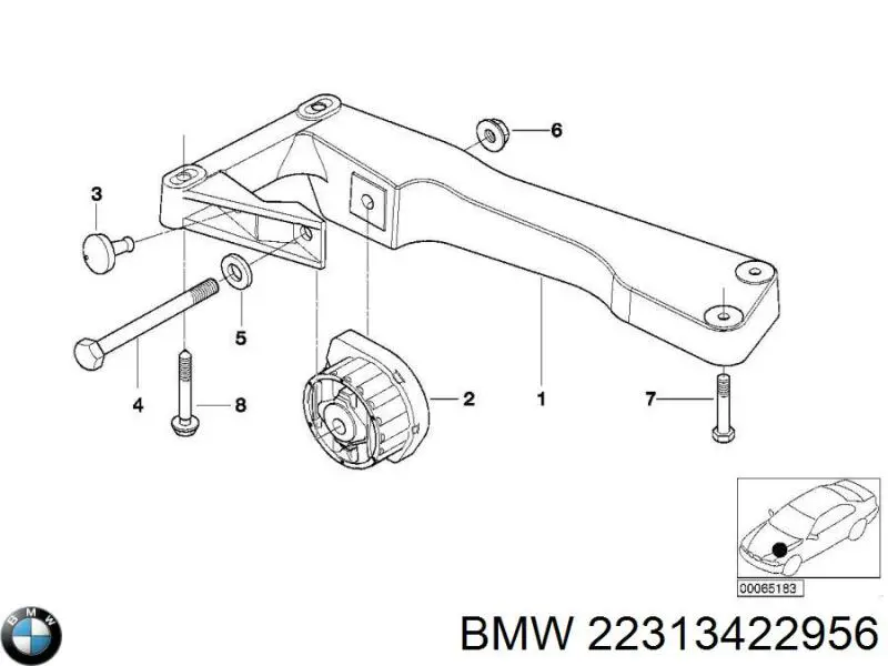 Подушка трансмісії, опора роздавальної коробки BMW 22313422956 ціна, від 31.38 USD
