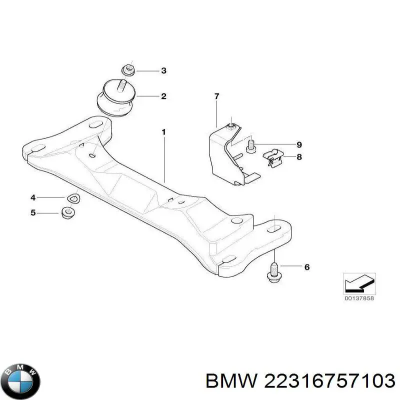 22316757103 BMW Балка кріплення коробки передач