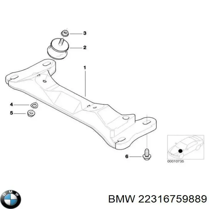 Подушка (опора) двигуна, задня BMW 22316759889 ціна, від 47.98 USD