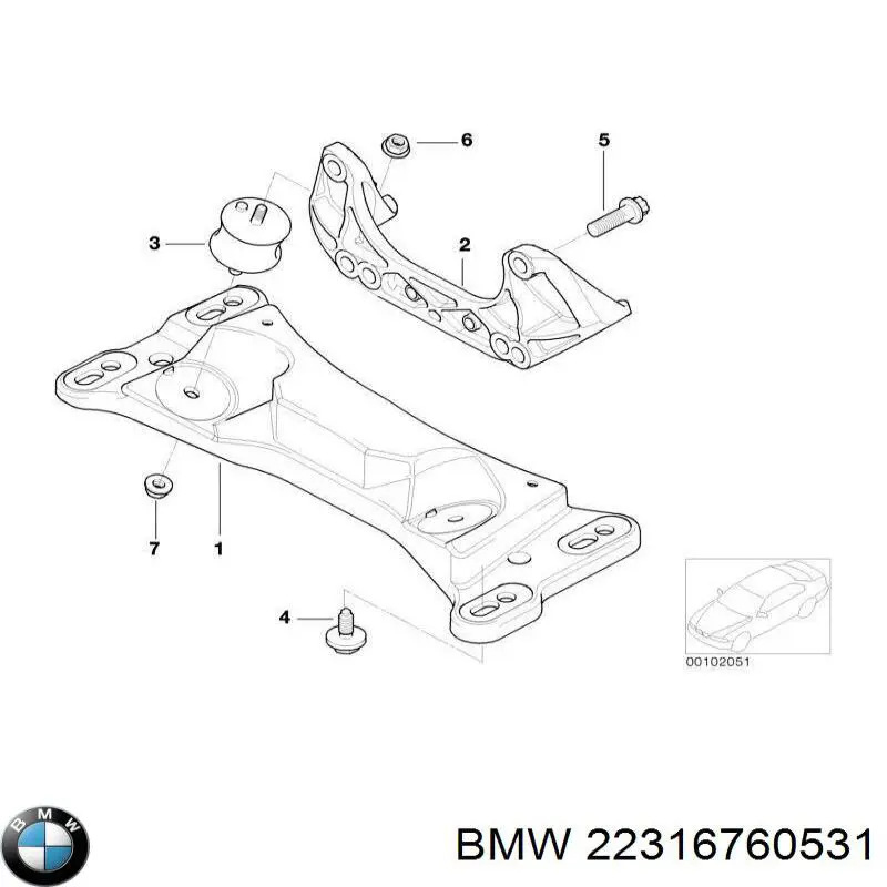 Балка кріплення коробки передач 22316760531 BMW