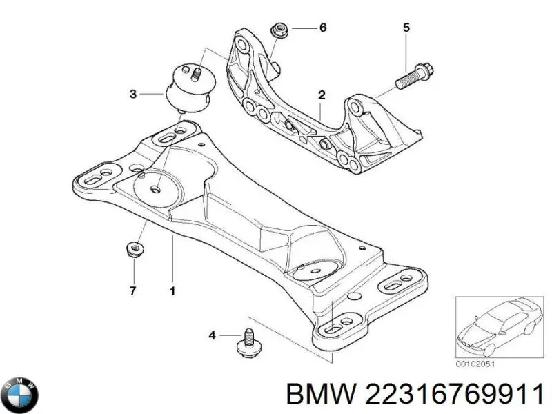 22316769911 BMW Балка кріплення коробки передач