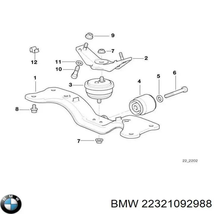 Кронштейн КПП BMW 22321092988 ціна, від 9.97 USD