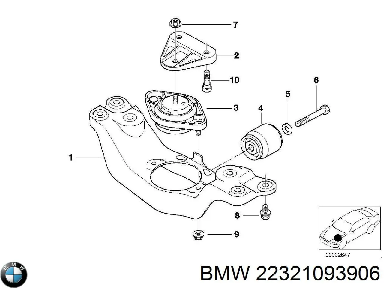 Подушка (опора) двигуна, задня BMW 22321093906 ціна, від 336.13 USD