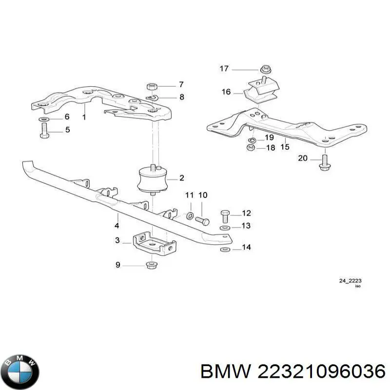 22321096036 BMW Балка кріплення коробки передач