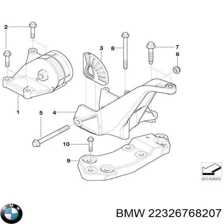 Ліва подушка двигуна BMW 22326768207 ціна, від 310.73 USD