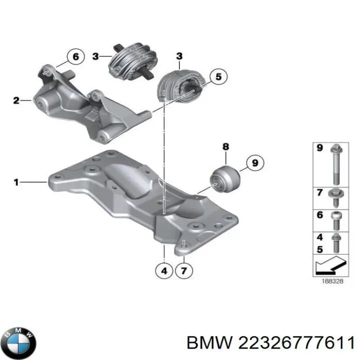 22326777611 BMW Кронштейн подушки коробки передач
