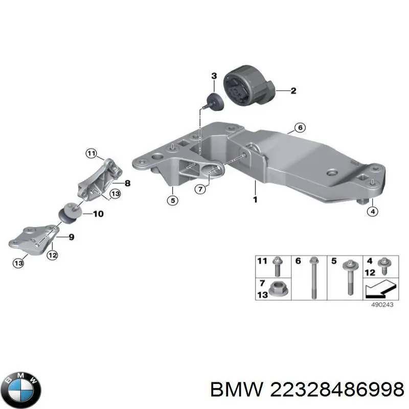 Балка кріплення коробки передач 22328486998 BMW