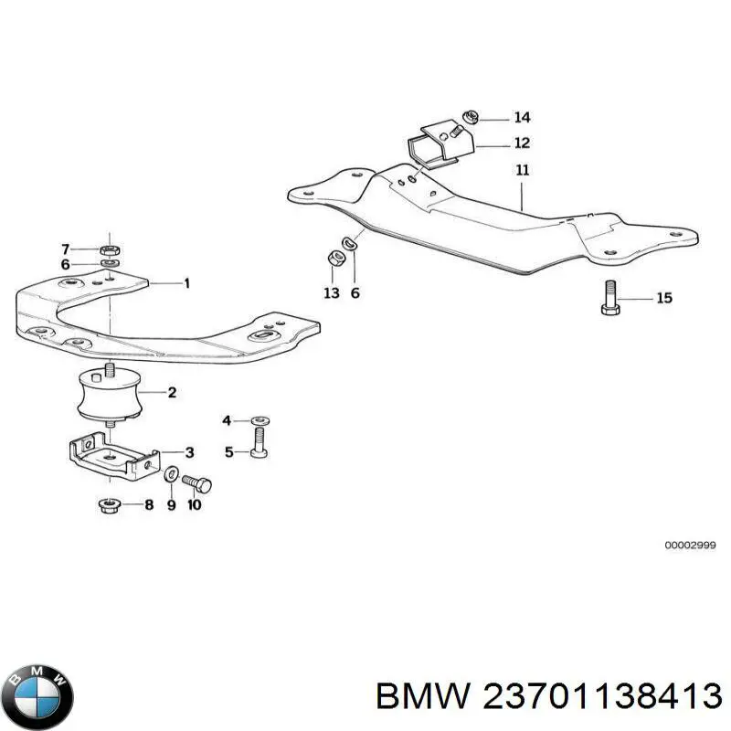 Кронштейн/хомут глушника, задній 23701138413 BMW