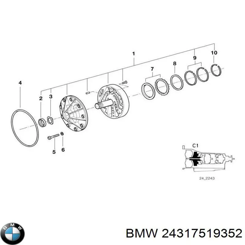 24317519352 BMW сальник акпп/кпп, вхідного/первинного валу