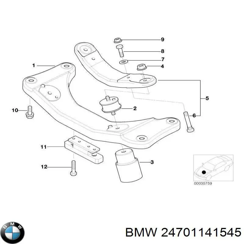Подушка (опора) двигуна, задня BMW 24701141545 ціна, від 53.61 USD