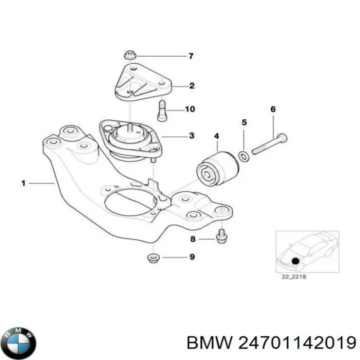 24701142019 BMW подушка трансмісії (опора коробки передач, ліва)