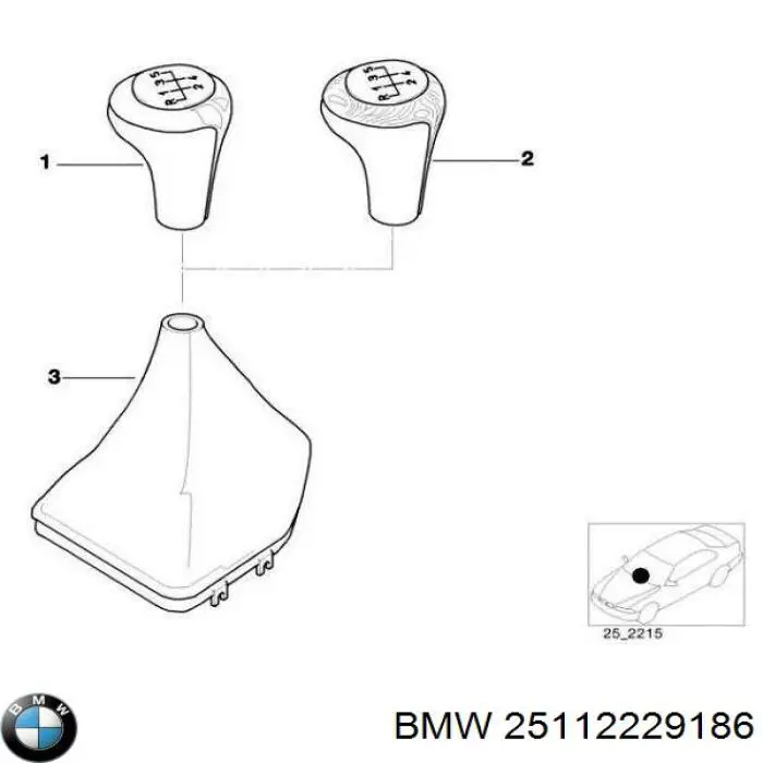 Рукоятка важеля КПП BMW 25112229186 ціна, від 14.34 USD