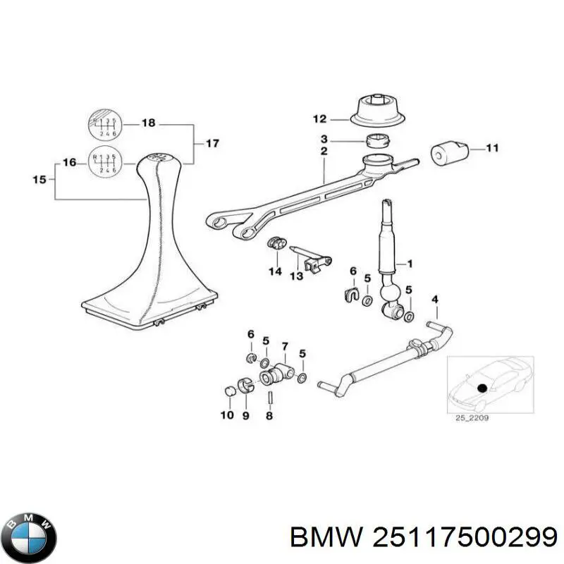 Рукоятка важеля КПП BMW 25117500299