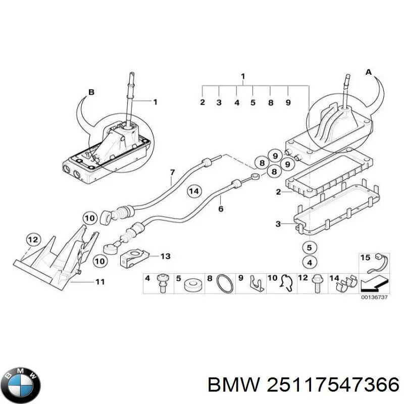25117547366 BMW Трос перемикання передач, вибору передачі