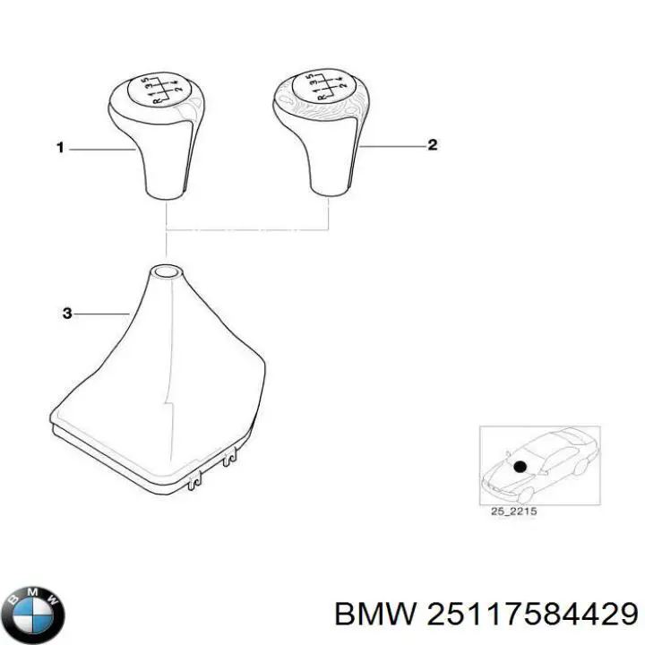 Рукоятка важеля КПП BMW 25117546055
