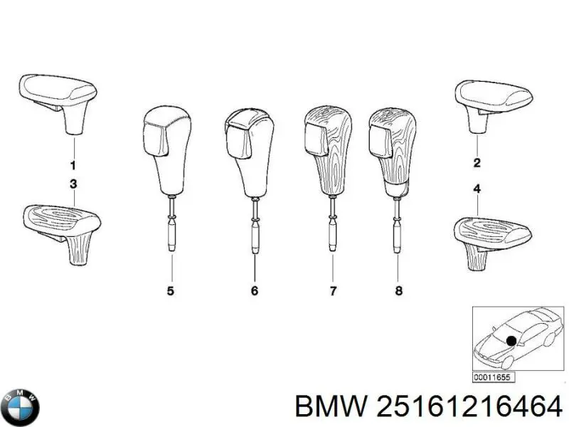 Рукоятка важеля КПП BMW 25161216464 ціна, від 244.33 USD