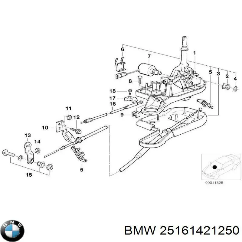 Трос перемикання передач 25161421250 BMW