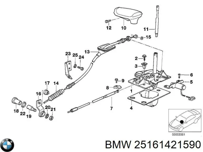 Рукоятка важеля КПП BMW 25161421590 ціна, від 155.95 USD