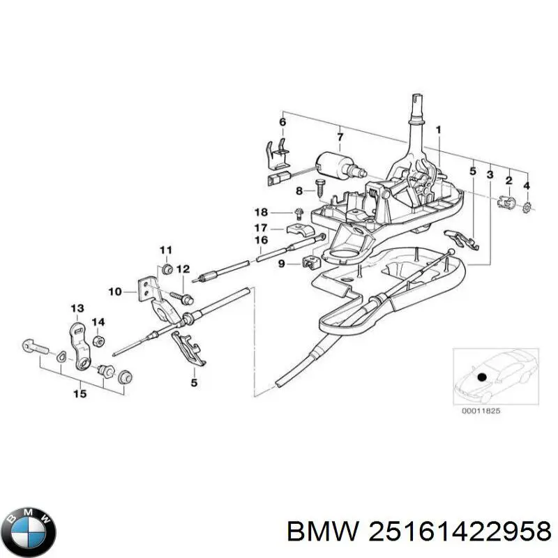 Трос перемикання передач, вибору передачі BMW 25161422958 ціна, від 126.66 USD